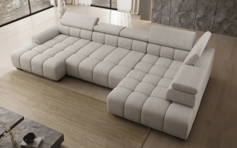 Ecksofa ALVIN XL mit elektrischer Sitztiefenverstellung und Relax-Kopfstützen