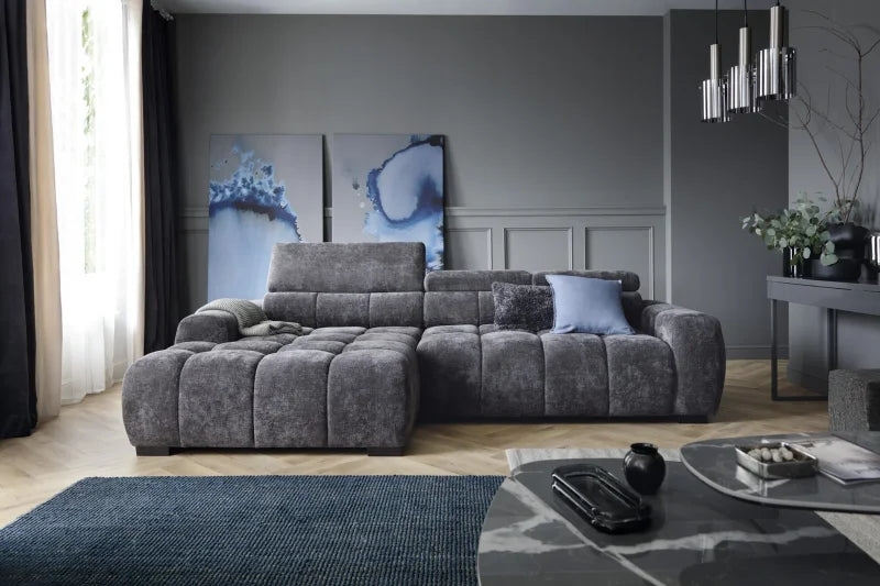 BULL S Ecksofa mit elektrischer Sitztiefenverstellung und Relaxfunktion – modernes Ecksofa 285 cm, Stoff Artico Anthrazit