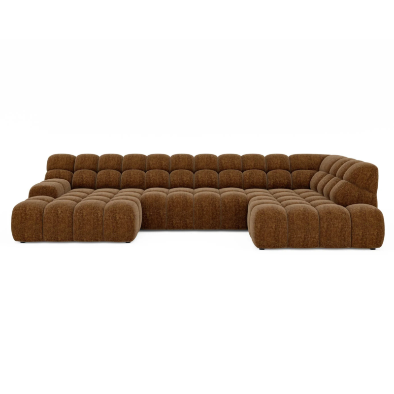 Campile XL Ecksofa – Designer Wohnlandschaft 385 cm mit elektrischer Sitztiefenverstellung, Stoff Dress Me 10 - Warmes Braun