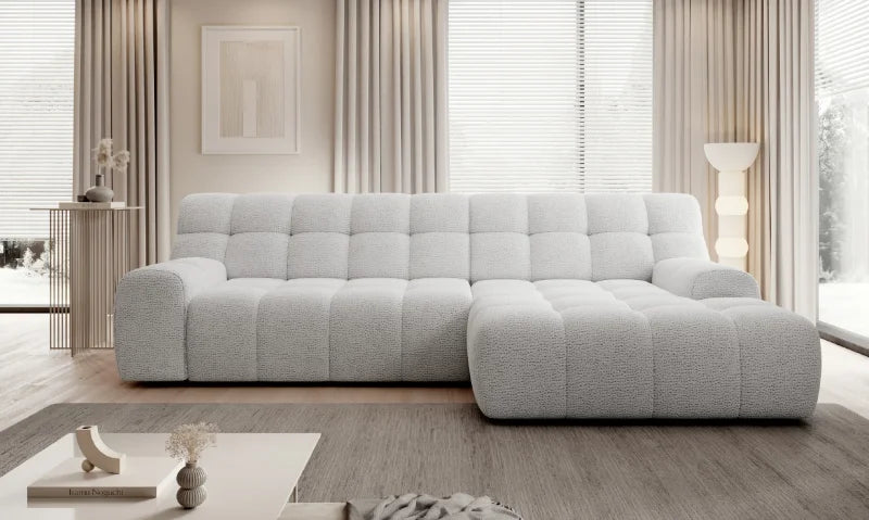 COCOON S Ecksofa mit elektrischer Sitztiefenverstellung – modernes Ecksofa 292×170 cm, HR-Schaum, Wellenfeder