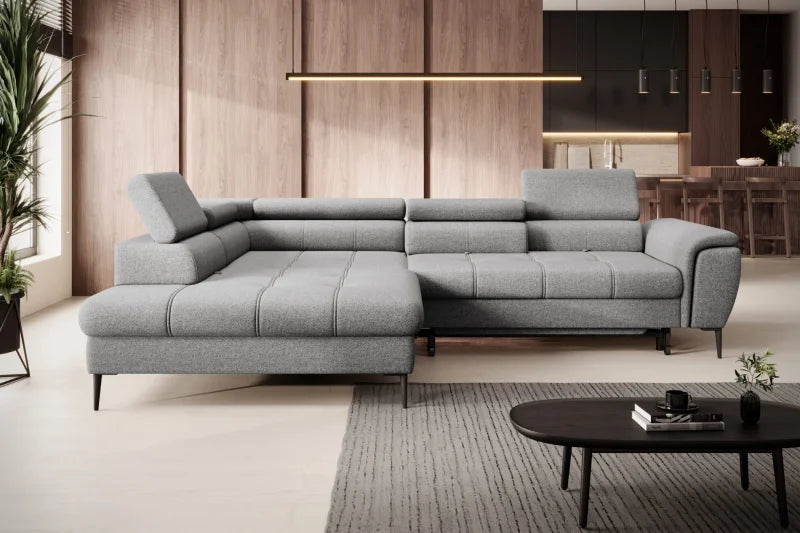 DENVER L Ecksofa mit Schlaffunktion & Bettkasten – Relaxfunktion, verstellbare Kopfstützen, 288 cm