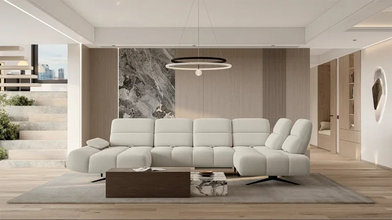 FALCAO XL Ecksofa mit Relaxfunktion – elektrische Fußstütze & verstellbare Rückenlehne, Stoff Aurora