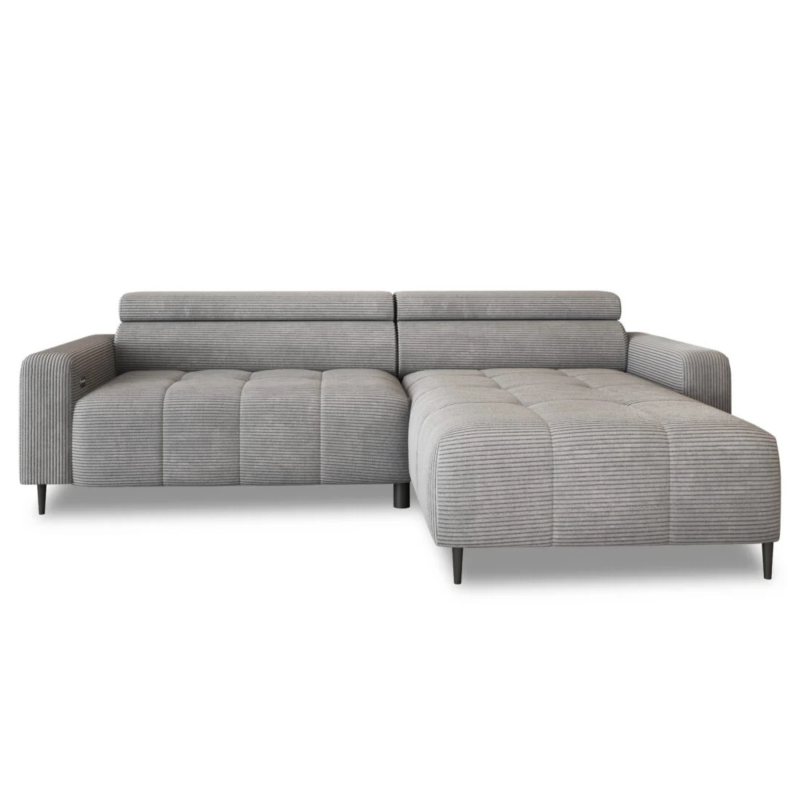 Ecksofa FLY mit elektrischer Sitztiefenverstellung und verstellbaren Kopfstützen – Stoff Poso 55, Hellgrau  Hellblau.png