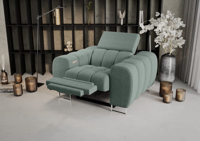 Aspen Relax Sessel – Sessel mit Relaxfunktion, elegant fürs Wohnzimmer, Stoff Gemma 72 - Türkis, Hellblau