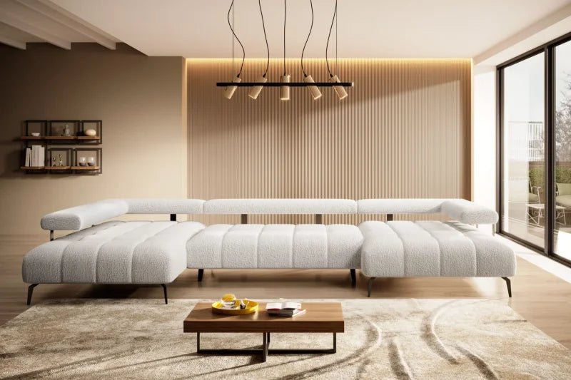 MAGNETIC XL Ecksofa mit Schlaffunktion & elektrischer Sitztiefenverstellung – modernes Design & Komfort, Stoff Anthology 01 - Creme