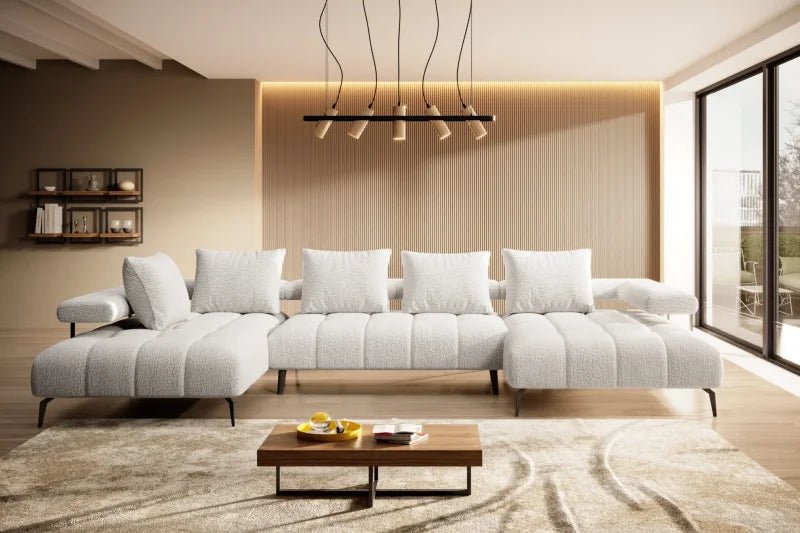 MAGNETIC XL Ecksofa mit Schlaffunktion & elektrischer Sitztiefenverstellung – modernes Design & Komfort, Stoff Anthology 01 - Creme