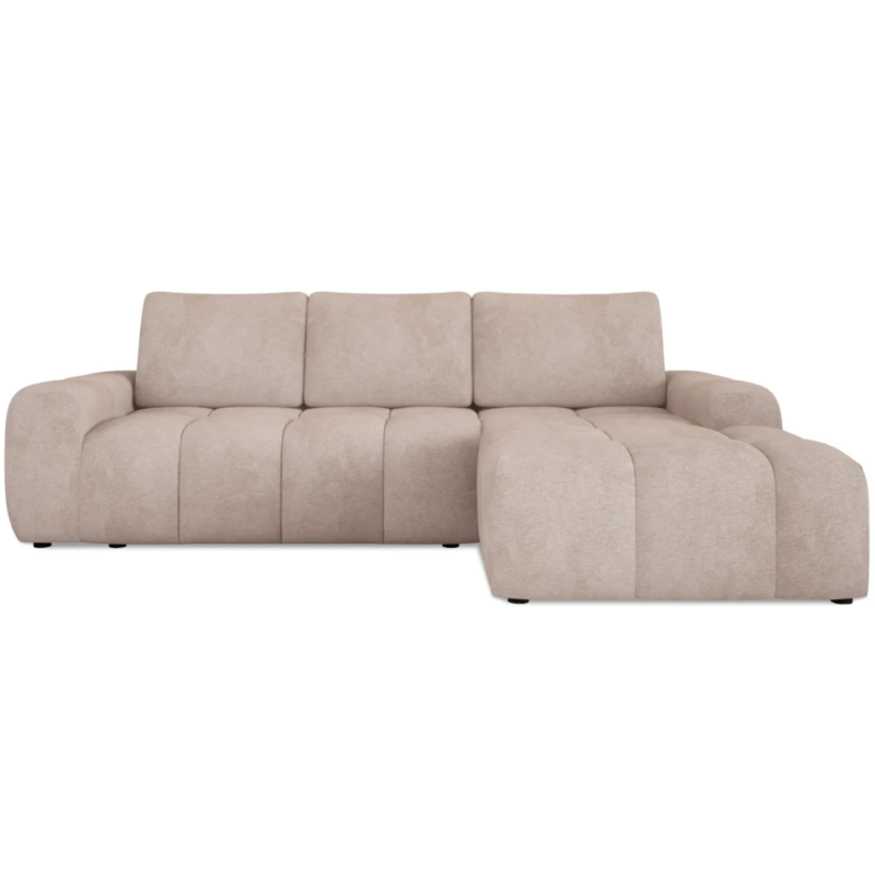 MAILO S Ecksofa mit Schlaffunktion & Bettkasten  modern, bequem für Ihr Wohnzimmer - Stoff Vibe 06, Beige