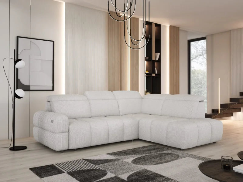 MATEO L – Ecksofa mit Schlaffunktion und Relax, Aufbewahrungsbox, verstellbare Kopfstützen