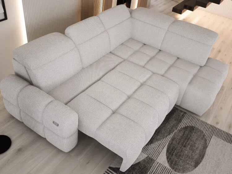 MATEO L – Ecksofa mit Schlaffunktion und Relax, Aufbewahrungsbox, verstellbare Kopfstützen