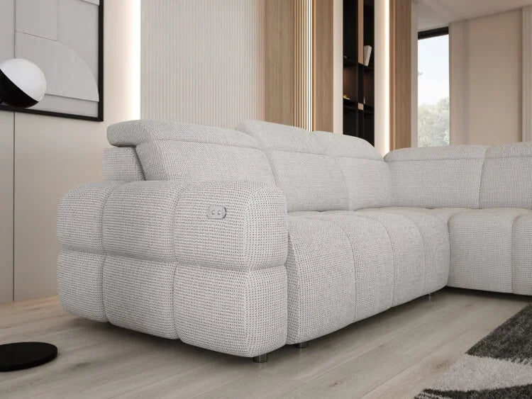 MATEO L – Ecksofa mit Schlaffunktion und Relax, Aufbewahrungsbox, verstellbare Kopfstützen