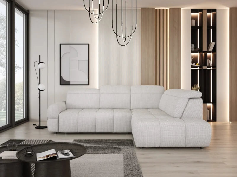 MATEO L – Ecksofa mit Schlaffunktion und Relax, Aufbewahrungsbox, verstellbare Kopfstützen