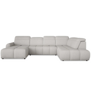 MATEO XL – Ecksofa mit Schlaffunktion und Relax, Aufbewahrungsbox, verstellbare Kopfstützen, Stoff Artico - Nata, Creme