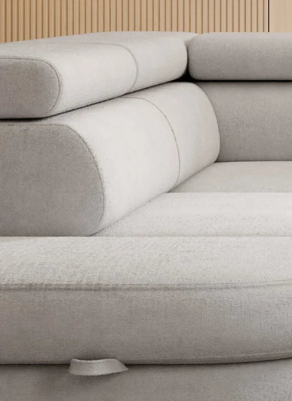 OTIS L Ecksofa mit Schlaffunktion und Bettkasten – modernes Design & Komfort 358x223 cm - Stoff Aurora 15