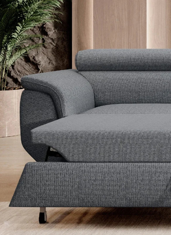 Ecksofa RAVEN L mit Schlaffunktion, RELAX-Kopfstützen & Bettkasten – modernes, minimalistisches Komfortsofa für Ihr Wohnzimmer