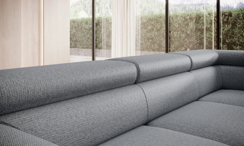 Ecksofa RAVEN L mit Schlaffunktion, RELAX-Kopfstützen & Bettkasten – modernes, minimalistisches Komfortsofa für Ihr Wohnzimmer