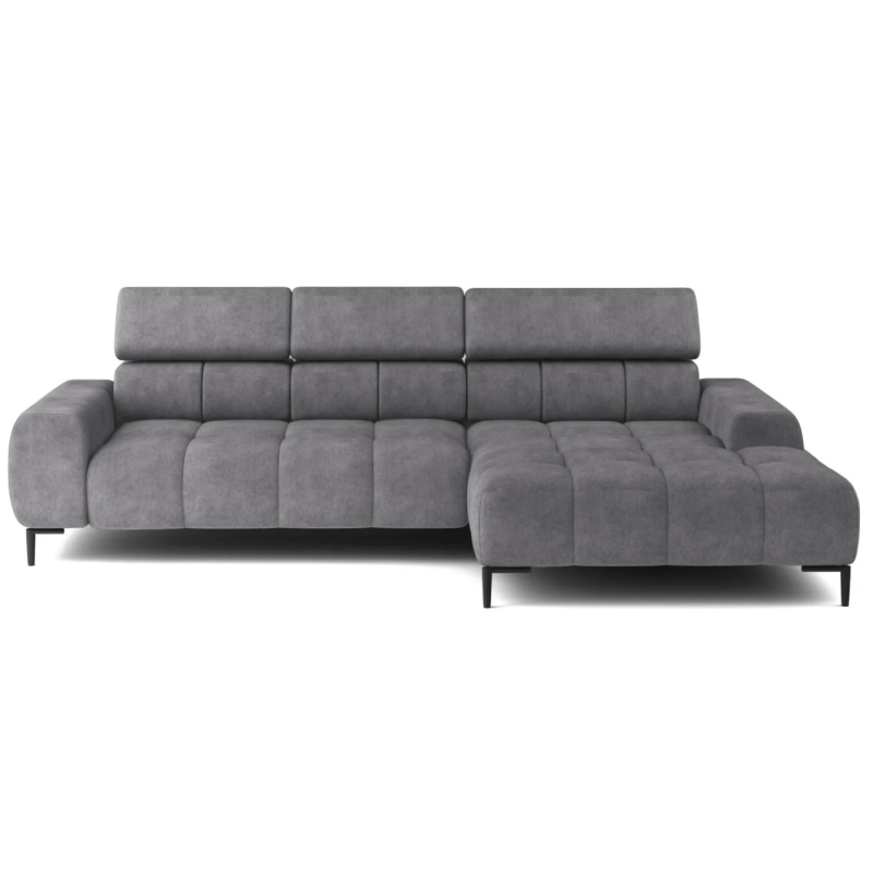 Ecksofa PLAZA MINI mit Relaxfunktion Elektrisch verstellbarer Sitz Sofa - Dunkelgrau (Cloud 97)