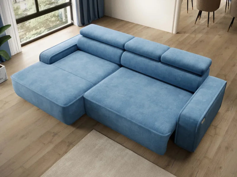 Ecksofa LIAM S mit elektrischer Sitztiefenverstellung und verstellbaren Kopfstütze