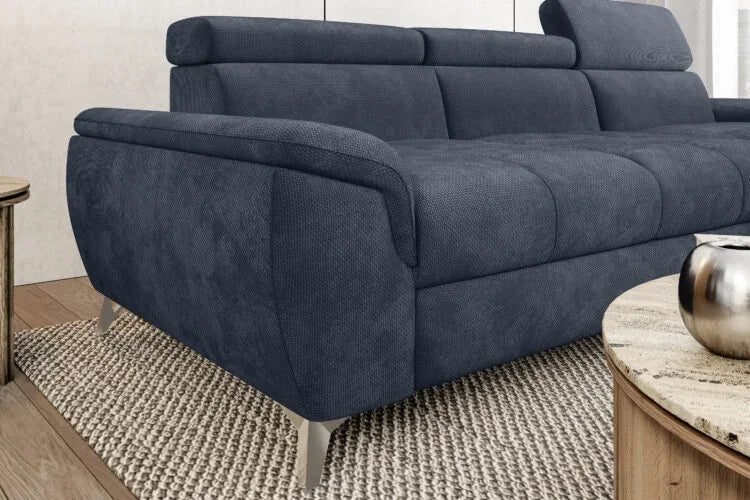 Ecksofa LUGANO mit Schlaffunktion, Bettkasten und verstellbaren Kopfstützen