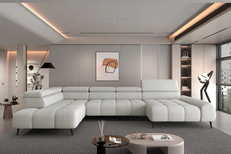 Ecksofa MAVEL XL Elegant mit elektrischer Sitztiefenverstellung und Kopfstützen