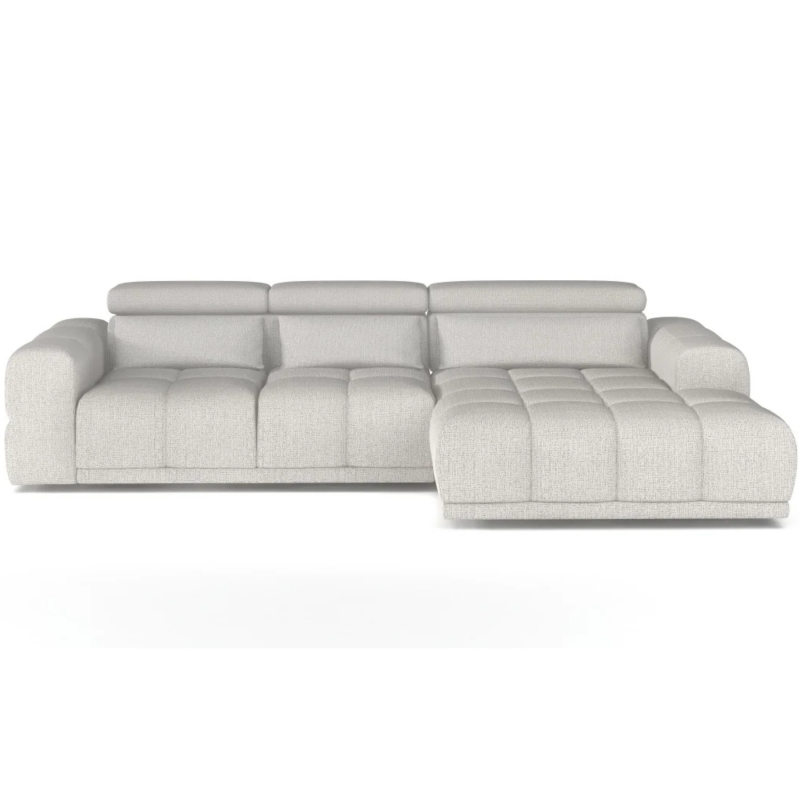 Ecksofa Panama S mit elektrischer Sitztiefenverstellung und verstellbaren Kopfstützen - Stoff Kansas 11, Silver Grau