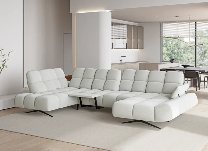 Design Ecksofa PRADO XL | U-Form Sofa mit elektrischer Relaxfunktion & Sitztiefenverstellung
