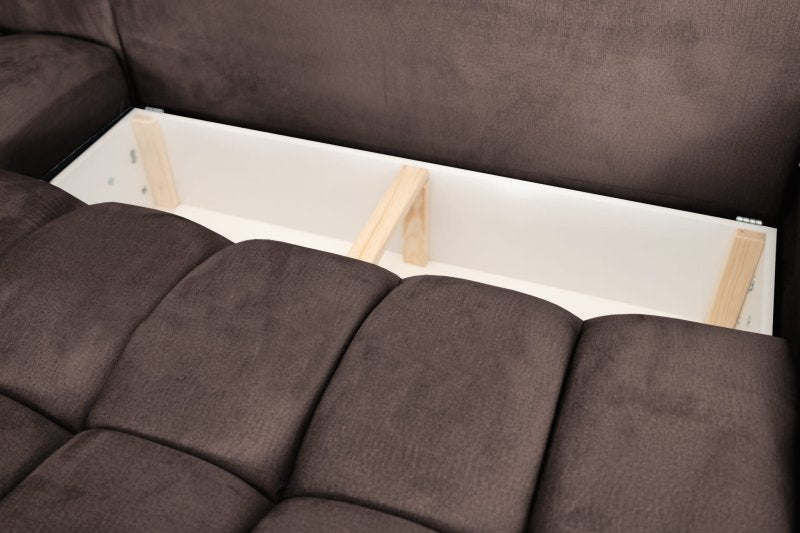 Ecksofa OTI U mit Schlaffunktion und Bettkasten - Monolith 15, Braun