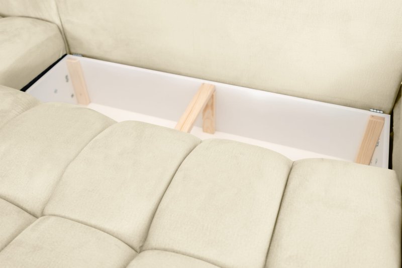 Ecksofa OTI U mit Schlaffunktion und Bettkasten - Monolith 02, Creme Beige