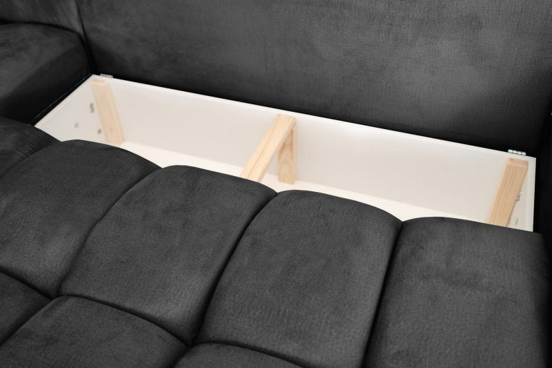Ecksofa OTI U mit Schlaffunktion und Bettkasten - Monolith 95