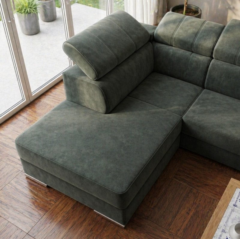 Ecksofa Royal I mit Schlaffunktion und verstellbaren Kopfstützen - Terra 48