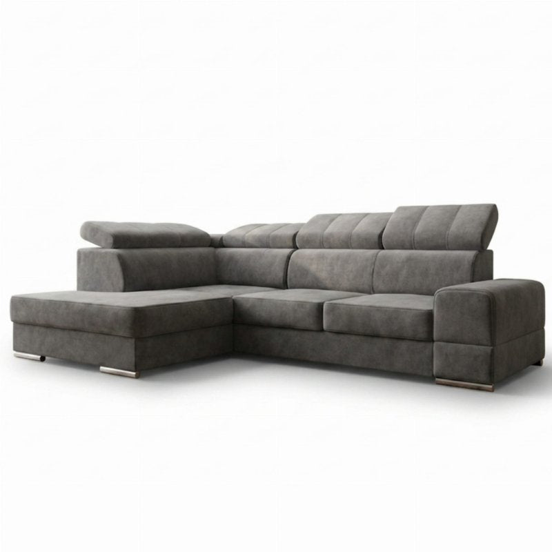 Ecksofa Royal I mit Schlaffunktion und verstellbaren Kopfstützen im exklusiven Samt - Terra 88, Grau.jpg