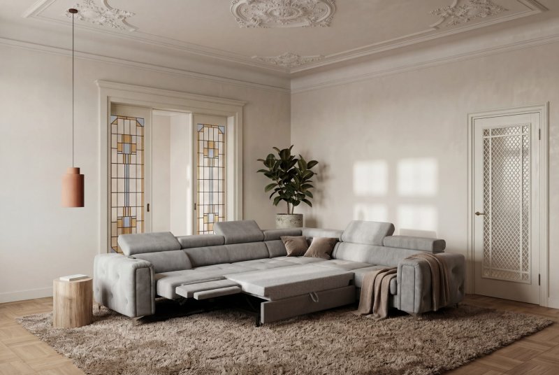 Ecksofa mit Schlaffunktion und verstellbaren Kopfstützen - Ecksofa Orion I Relax