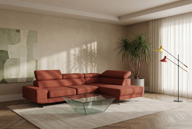 Milano I Modern Ecksofa mit verstellbaren Kopfstützen