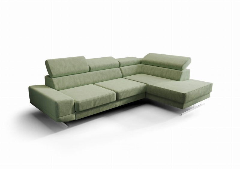 Milano I Ecksofa 270x180 cm – Modernes Ecksofa mit verstellbaren Kopfstützen, Terra 33 - Grün
