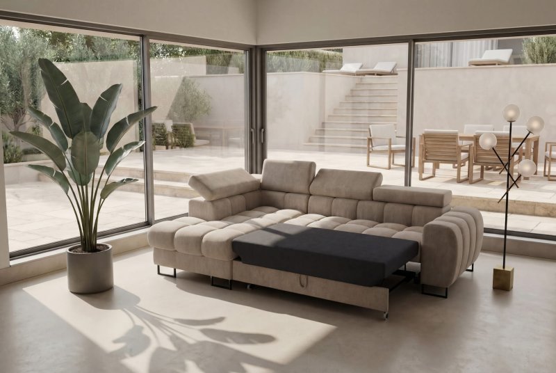 Aspen Mini Ecksofa mit Schlaffunktion und Bettkasten