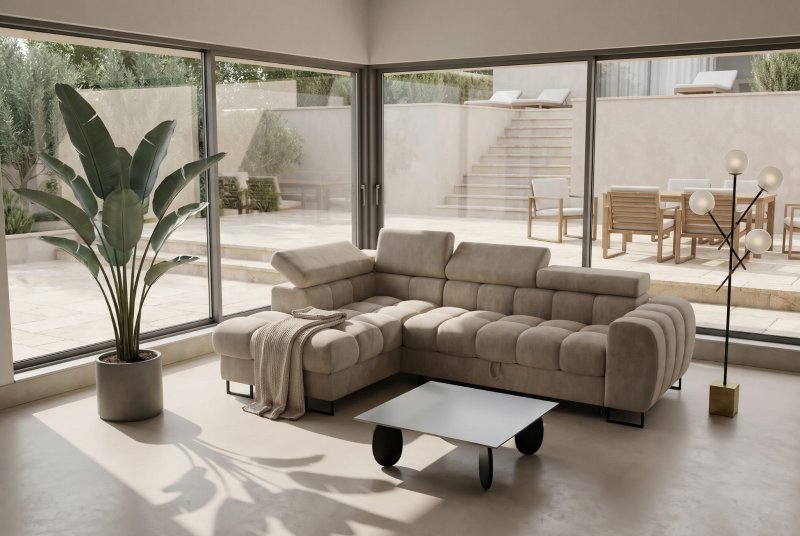 Ecksofa Aspen Mini mit Schlaffunktion und Bettkasten