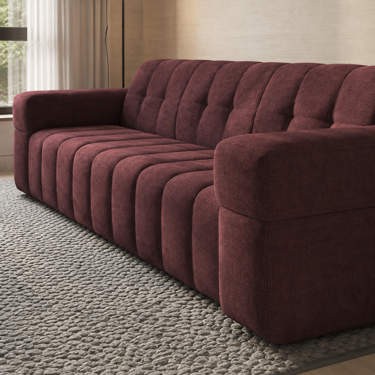 Sofa BALIA 3-Sitzer Chenille Rotwein (Perfect Harmony 59)