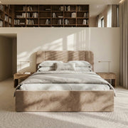 Polsterbett Venezia mit Bettkasten und abgerundetem Kopfteil im Samt Magic Velvet - Beige 2282