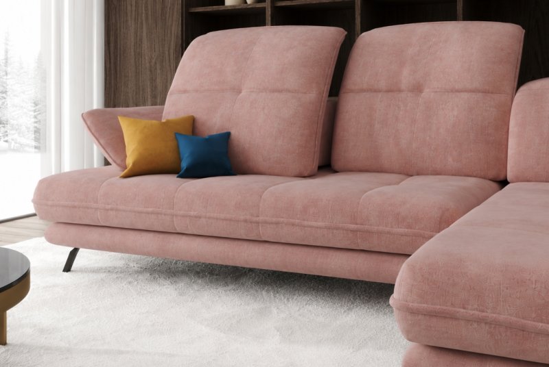 Ecksofa mit verstellbarer Sitztiefe und Kopfteile