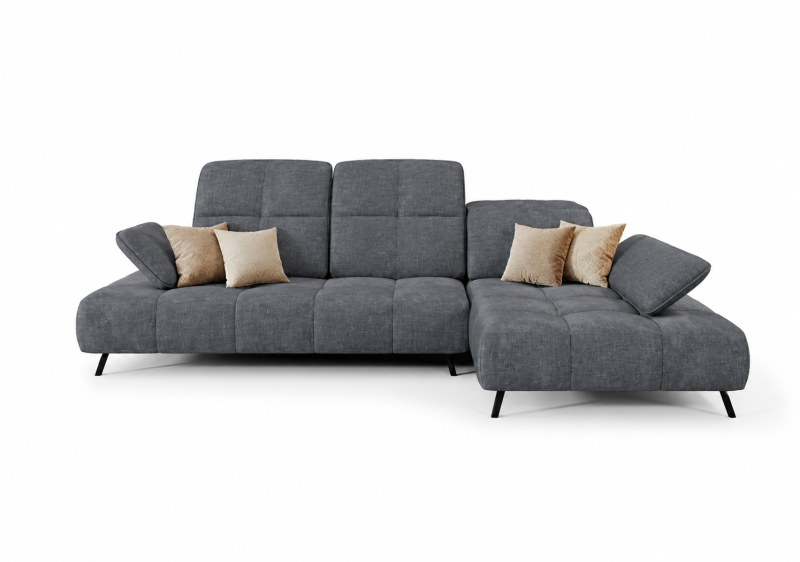 Ecksofa Bergamo Stoff Terra 92, Dunkelgrau
