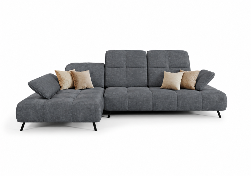 Ecksofa Bergamo Stoff Terra 92, Dunkelgrau - Links