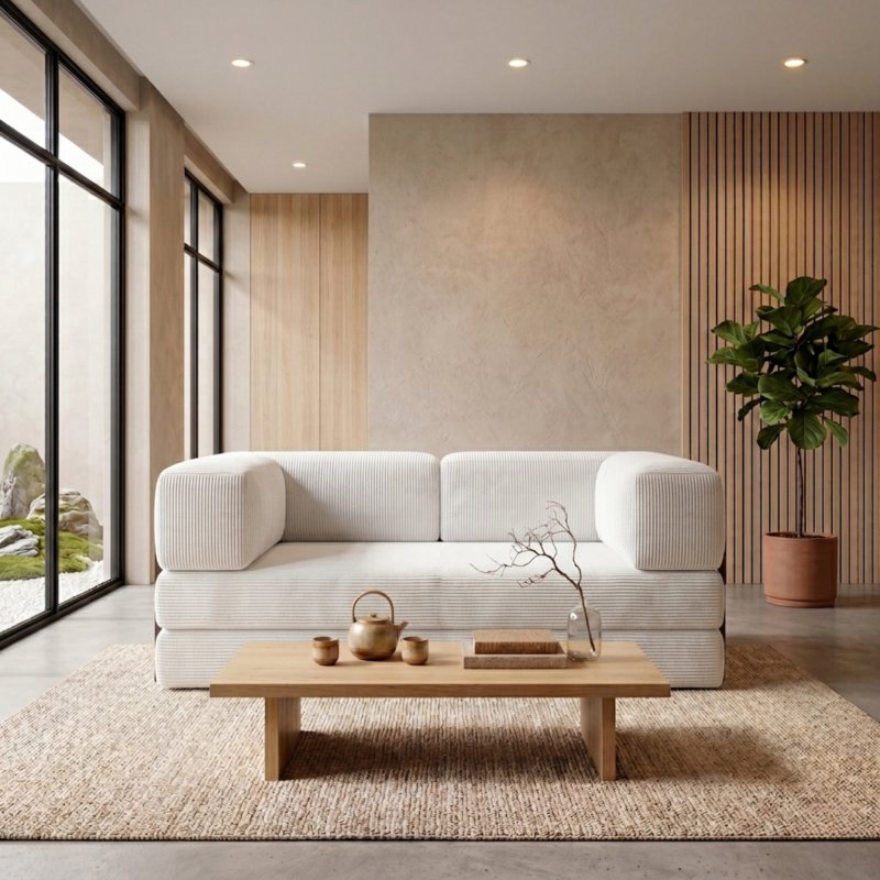 Schlafsofa EDI mit Bezug Poso 100 in Creme