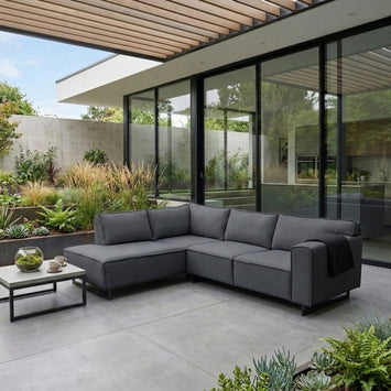 JACK Outdoor Ecksofa wetterfest modern mit wasserabweisender Polsterung, Olivgrau - LINKS