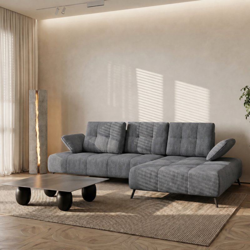 Ecksofa Dante 280x180 cm mit verstellbarer Sitztiefe, moderne Metallbeine – haustierfreundlicher Terra 92, Dunkelgrau - Rechts.jpg