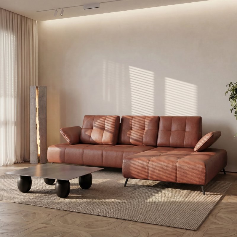 _Ecksofa Echtleder 280x180 cm mit verstellbarer Sitztiefe, moderne Metallbeine – luxuriöses Madras-Leder - K21 Warmes Braun  Cognac - Rechts.jpg