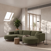 PARMA U HILLS Ecksofa – Sofa mit Bouclé Stoff Quelle, modernes Design, 299 cm - Grün (Quelle 38)