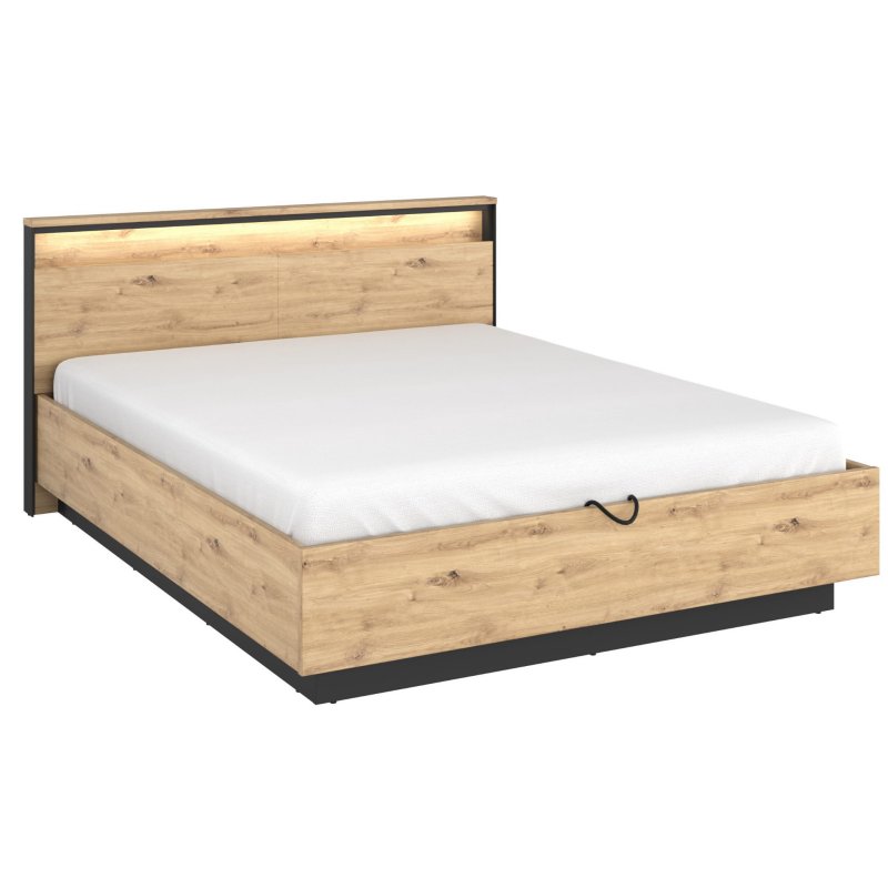 Bett QUANT 2 160x200 cm Bettkasten Kopfteil mit Beleuchtung Matratze