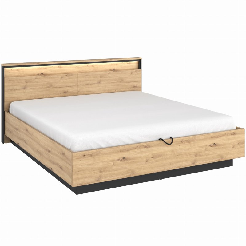 Bett QUANT 2 180x200 cm Bettkasten Kopfteil mit Beleuchtung Matratze