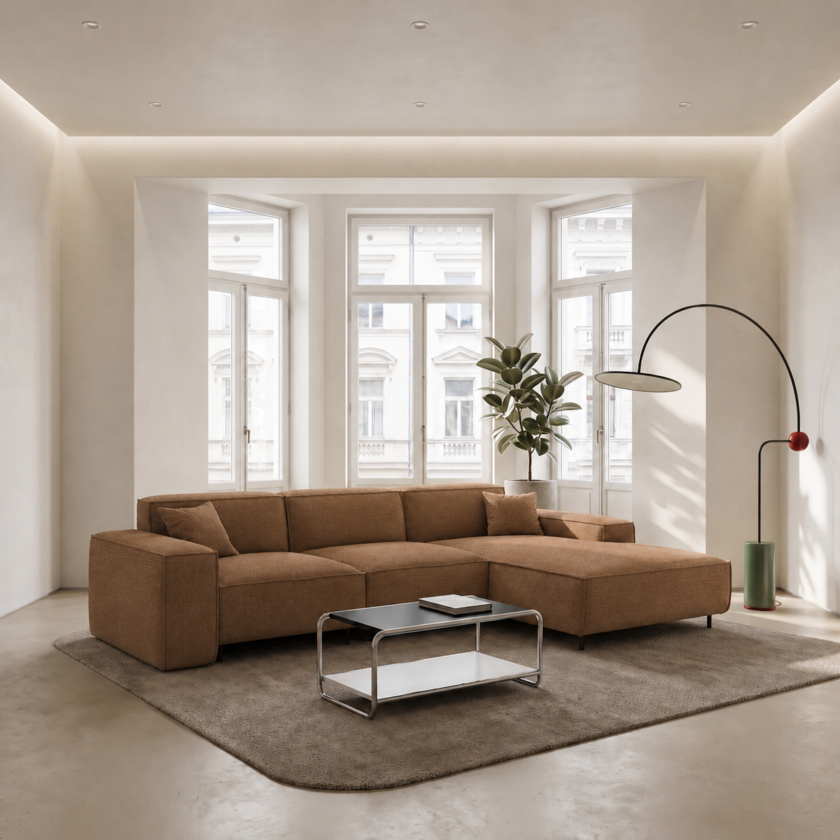 LUGA L HILLS Ecksofa, Artico, Kupferrot