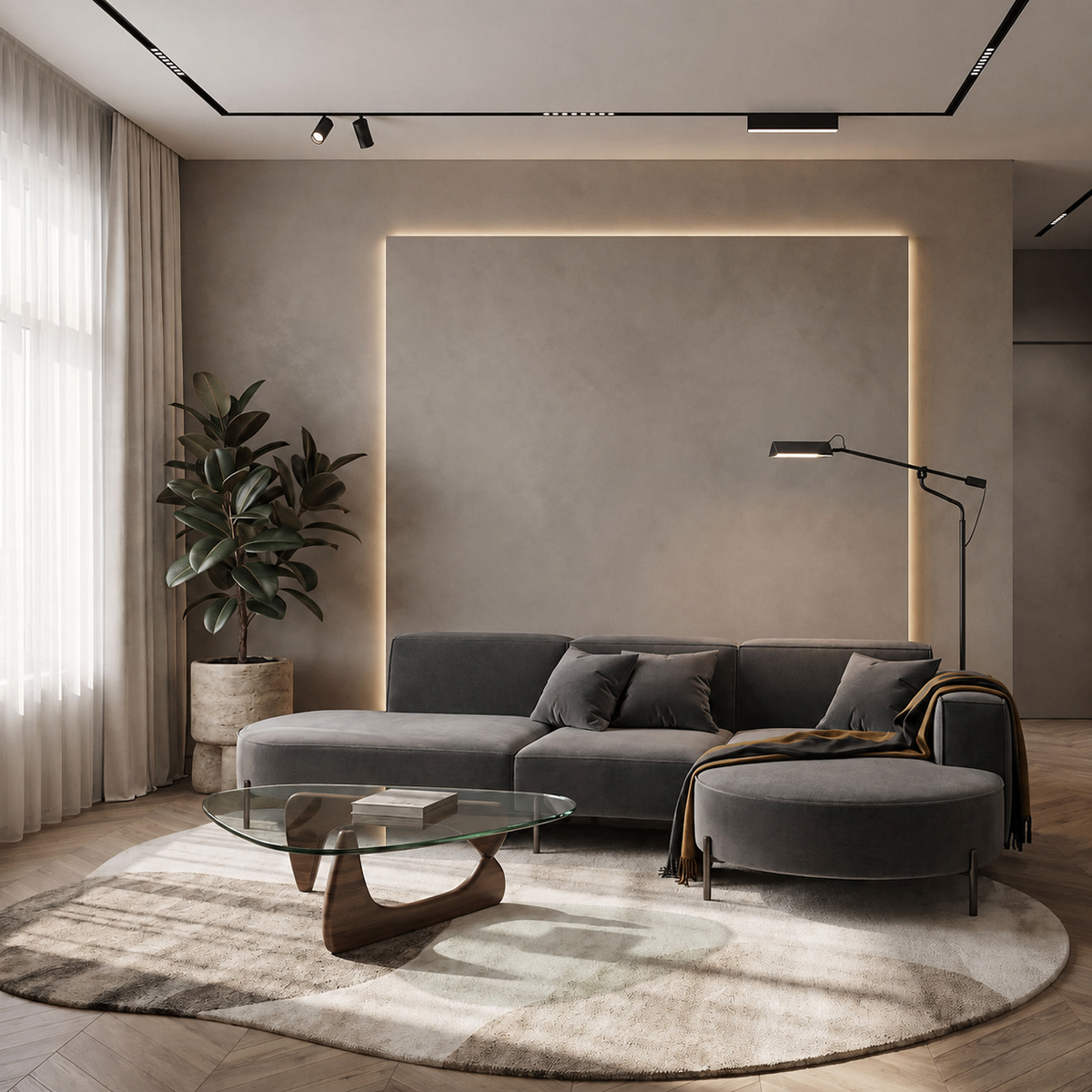 Ecksofa PARMA HILLS L | Velours Noel 25 | Graphit