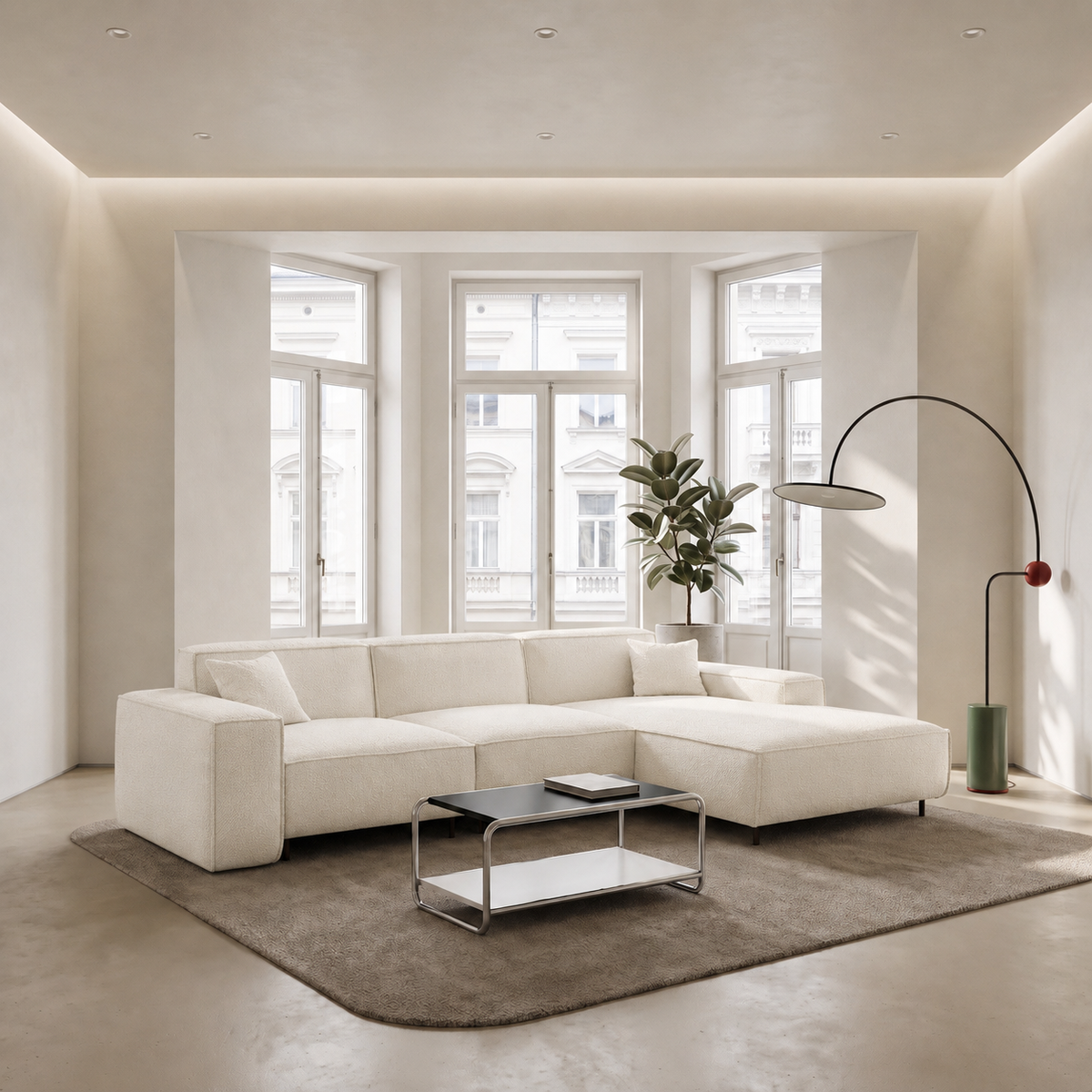 LUGA L HILLS Ecksofa, Artico, Pearl